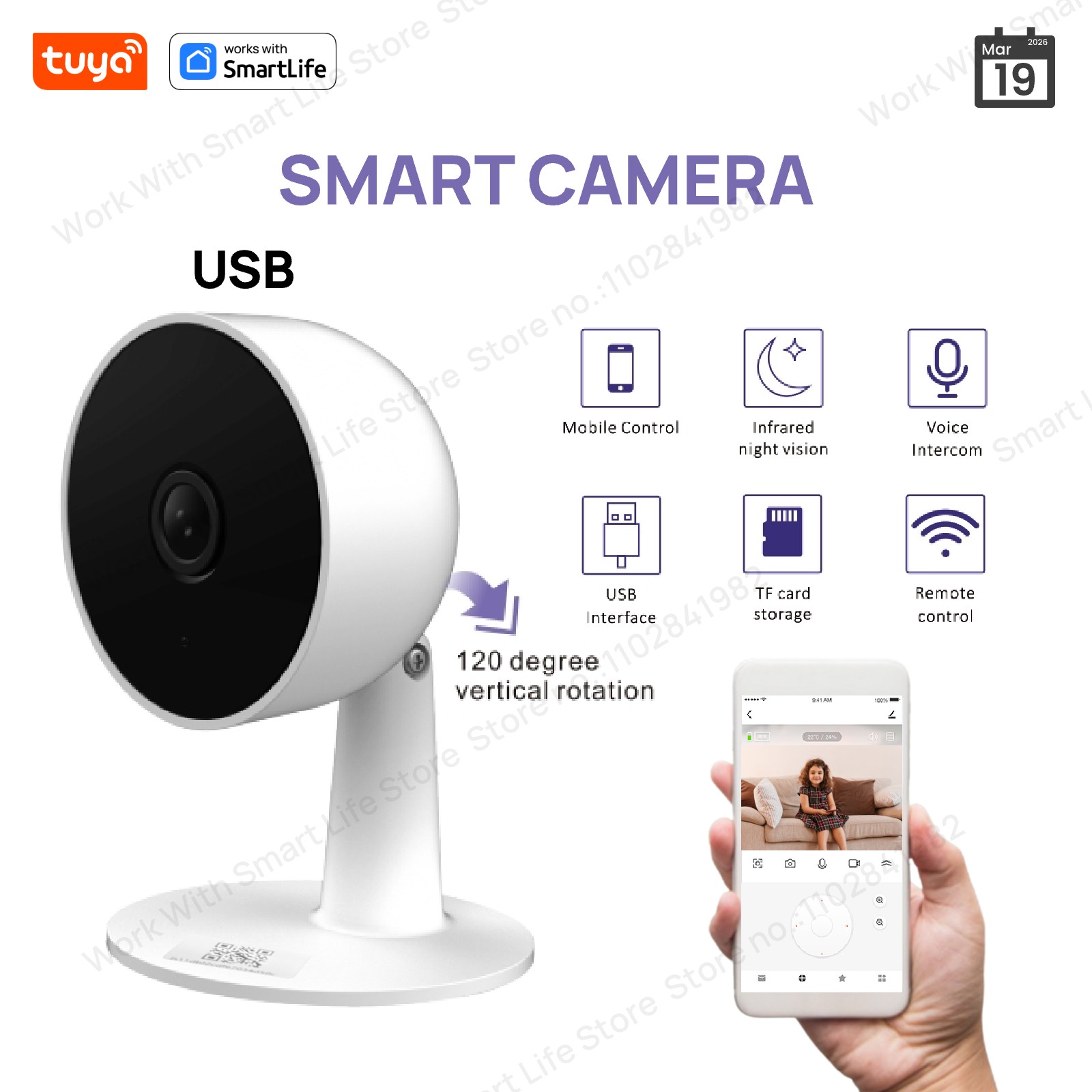 Smart Home Camera Ezviz - Cámara de Seguridad Inteligente Tuya de