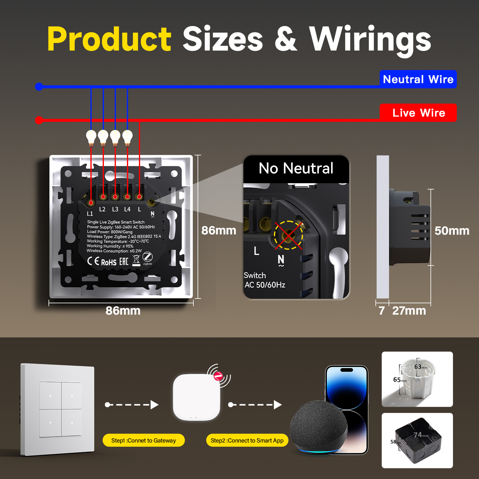 Interruptores ZigBee BSEED con - Smart Home Yellow reseña y precio